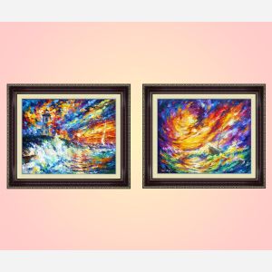 Storm never ends set of 2 framed paintings